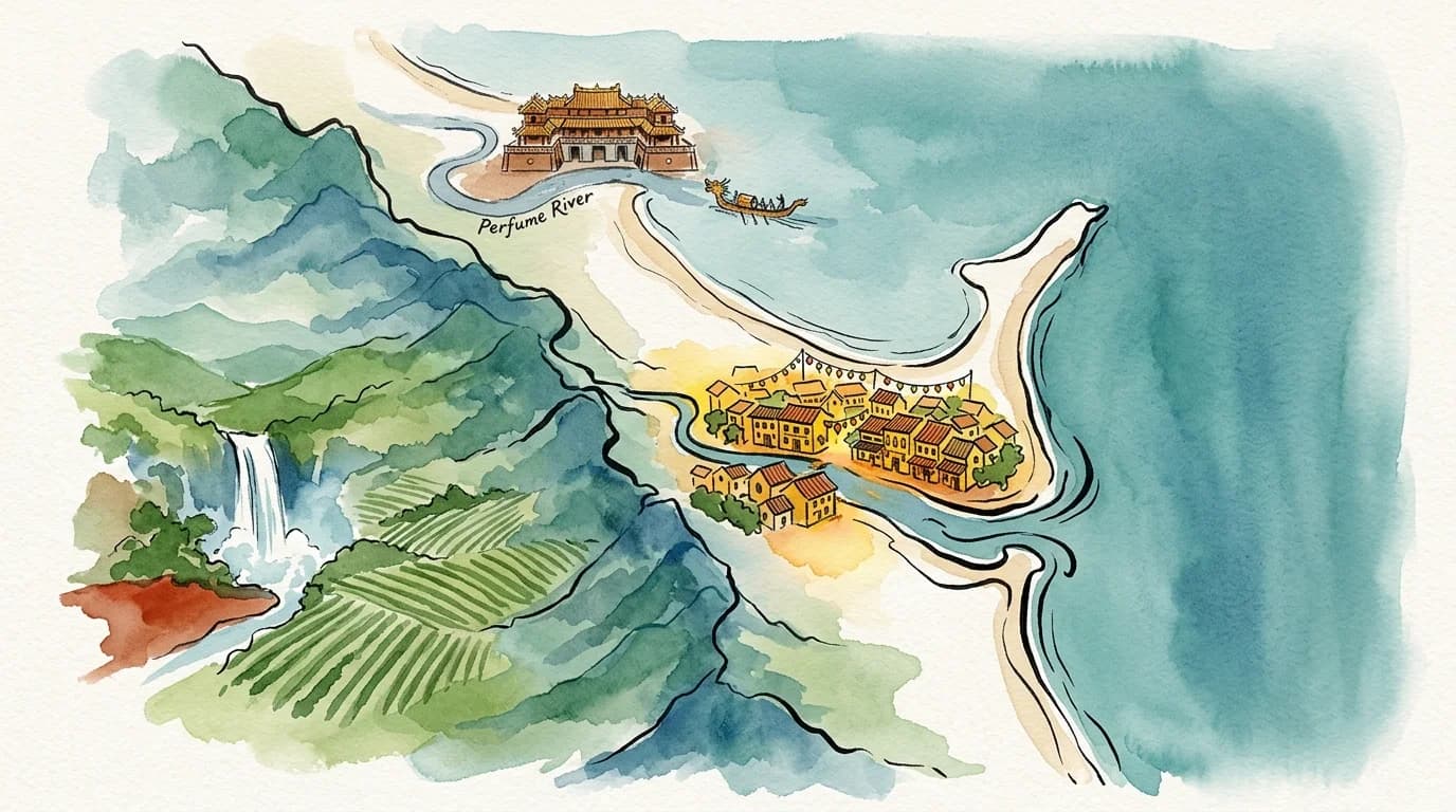 Map of central Vietnam tourism regions