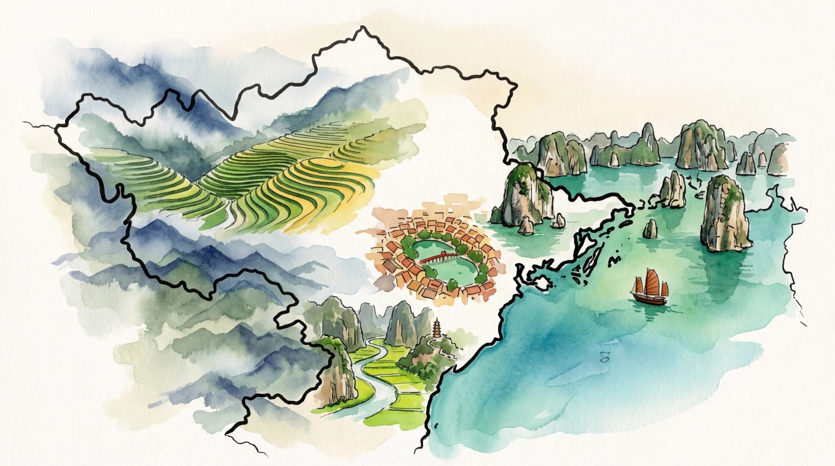 Map of northern Vietnam tourism regions